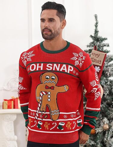 RAISEVERN Mens Ugly Christmas Sweater Funny Xmas Holiday Sweater for Women Winter Patterns Loose Long Sleeve Knit Tops in Saudi Arabia