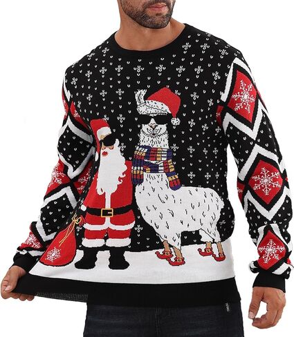 RAISEVERN Mens Ugly Christmas Sweater Funny Xmas Holiday Sweater for Women Winter Patterns Loose Long Sleeve Knit Tops in Saudi Arabia