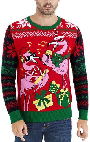 RAISEVERN Mens Ugly Christmas Sweater Funny Xmas Holiday Sweater for Women Winter Patterns Loose Long Sleeve Knit Tops in Saudi Arabia