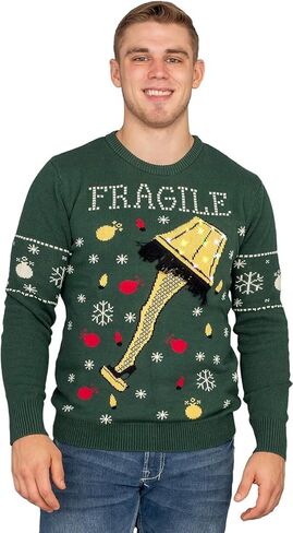 Fragile Leg Lamp Light Up Green Ugly Christmas Sweater in Saudi Arabia