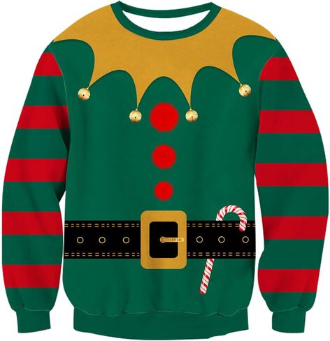 RAISEVERN Mens Ugly Christmas Sweater Funny Xmas Holiday Sweater for Women Winter Patterns Loose Long Sleeve Knit Tops in Saudi Arabia