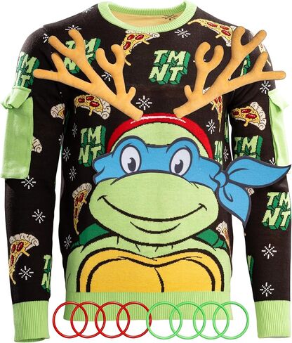 UglyChristmasSweater Teenage Mutant Ninja Turtles Ring Toss with 3D Reindeer Antlers in Saudi Arabia