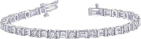 2-20 Carat (ctw) White Gold round Cut LAB GROWN Diamond Round Cut Round And Baguette Diamond Bracelet (Color D-E Clarity VS1-VS2) in Saudi Arabia
