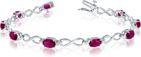 14K White Gold Oval Ruby and Diamond Bracelet in Saudi Arabia