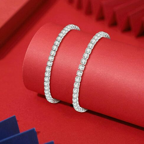 Double Fair 2 Pcs Tennis Bracelets for Women 14K Gold Plated AAA+ Cubic Zirconia CZ Diamond Classic Adjustable Slider Bracelet Fashion Jewelry Wedding Gift Size 6.5-7.5 Inch in Saudi Arabia