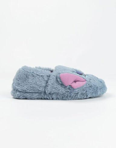 Disney Lilo & Stitch Girls Blue Slip On Loafer Slippers | Fluffy Character Face Indoor Lounging Footwear in Saudi Arabia