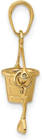 10k Yellow Gold Charm Pendant with Detailed Sand Bucket and Shovel for Necklace or Bracelet, Beach Themed Jewelry for Women or Unisex, Ocean Travel Summer Pendant, Vacation Keepsake Charm in Saudi Arabia