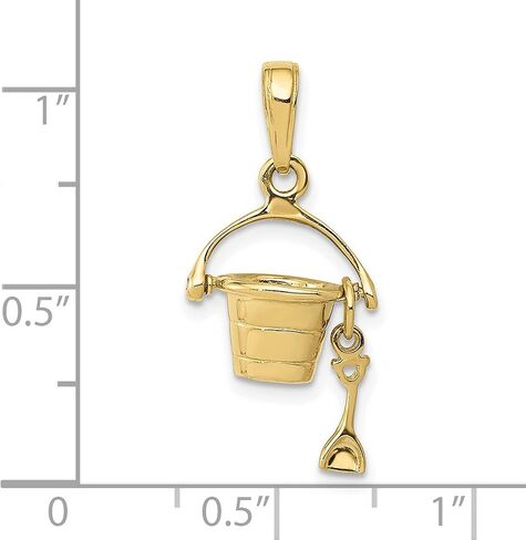 10k Yellow Gold Charm Pendant with Detailed Sand Bucket and Shovel for Necklace or Bracelet, Beach Themed Jewelry for Women or Unisex, Ocean Travel Summer Pendant, Vacation Keepsake Charm in Saudi Arabia