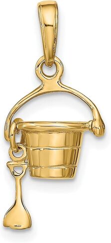 10k Yellow Gold Charm Pendant with Detailed Sand Bucket and Shovel for Necklace or Bracelet, Beach Themed Jewelry for Women or Unisex, Ocean Travel Summer Pendant, Vacation Keepsake Charm in Saudi Arabia