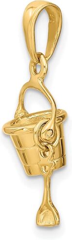 10k Yellow Gold Charm Pendant with Detailed Sand Bucket and Shovel for Necklace or Bracelet, Beach Themed Jewelry for Women or Unisex, Ocean Travel Summer Pendant, Vacation Keepsake Charm in Saudi Arabia