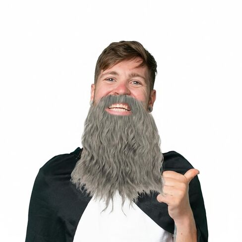 Grey Beard Wig, 12 in Long Curly Wizard Beard with Elastic Band, Old Man Fake Costume Beards for Theater Cosplay, Dress up Fun, Halloween and Christmas Party in Saudi Arabia