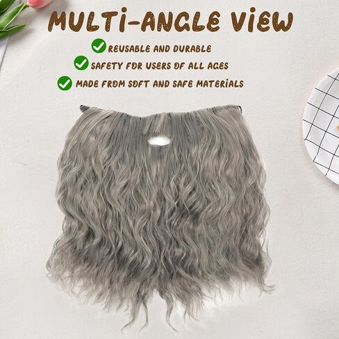 Grey Beard Wig, 12 in Long Curly Wizard Beard with Elastic Band, Old Man Fake Costume Beards for Theater Cosplay, Dress up Fun, Halloween and Christmas Party in Saudi Arabia