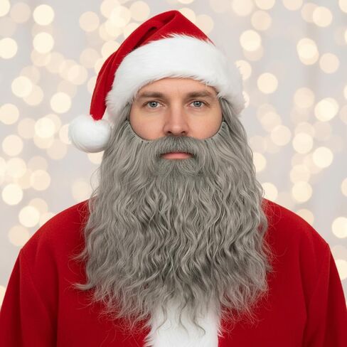 Grey Beard Wig, 12 in Long Curly Wizard Beard with Elastic Band, Old Man Fake Costume Beards for Theater Cosplay, Dress up Fun, Halloween and Christmas Party in Saudi Arabia