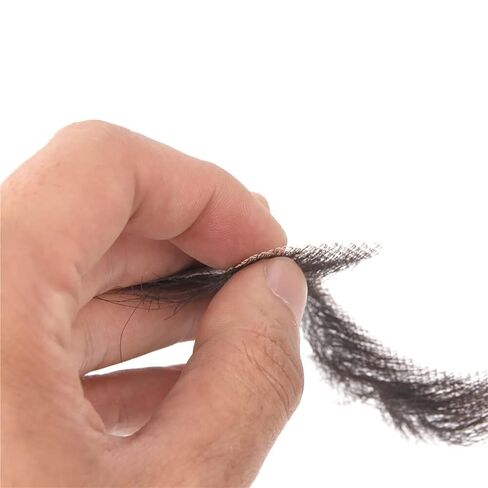 Fake Beard 100% Human Hair Full Hand Tide Lace Fake Mustache Costume Fake Facial Hair Goatee Black Color Realistic Beard for Halloween Costume Dresing Cosplay or Party (Black) in Saudi Arabia