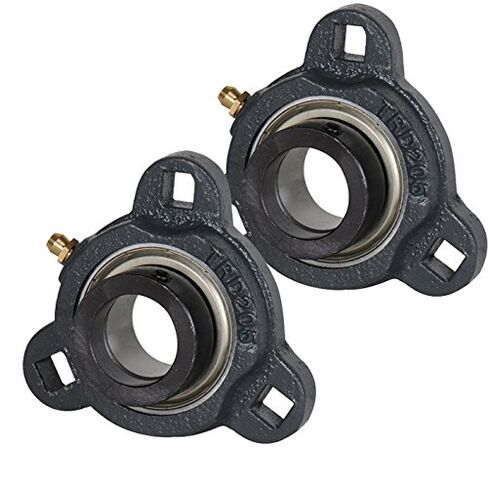 [2-Pack] SATRD205-16 - 3-Bolt Flange-Mount Ball Bearing Unit, Insert Bearing SA205-16, Cast Iron Housing TRD205, Bore Shaft 1 in (25.4 mm), Set Screw Locking, 2.047 in (52 mm) OD, Eccentric Collar in Kuwait
