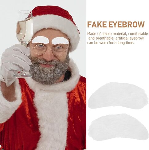8 Pairs Santa Claus Eyebrows - Self Adhesive Fake White Eyebrows for Christmas Party, Cosplay, Old Man Costume, Reusable Cotton in Saudi Arabia