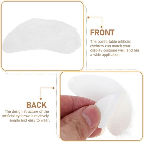 8 Pairs Santa Claus Eyebrows - Self Adhesive Fake White Eyebrows for Christmas Party, Cosplay, Old Man Costume, Reusable Cotton in Saudi Arabia