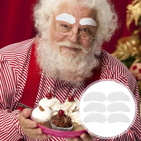 8 Pairs Santa Claus Eyebrows - Self Adhesive Fake White Eyebrows for Christmas Party, Cosplay, Old Man Costume, Reusable Cotton in Saudi Arabia