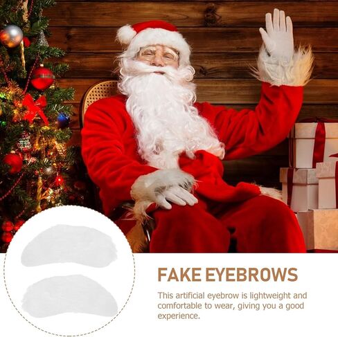 8 Pairs Santa Claus Eyebrows - Self Adhesive Fake White Eyebrows for Christmas Party, Cosplay, Old Man Costume, Reusable Cotton in Saudi Arabia