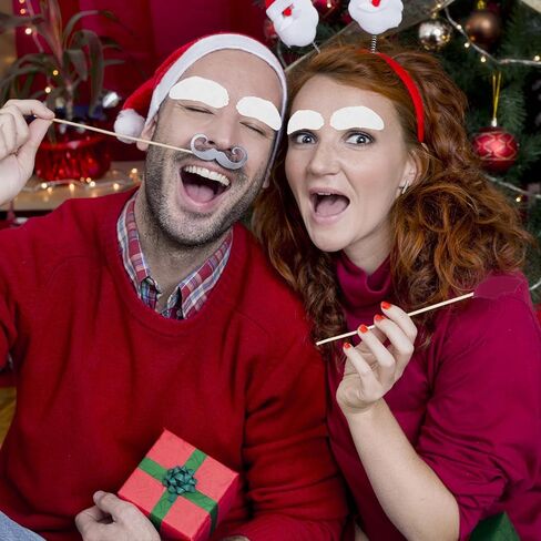 8 Pairs Santa Claus Eyebrows - Self Adhesive Fake White Eyebrows for Christmas Party, Cosplay, Old Man Costume, Reusable Cotton in Saudi Arabia