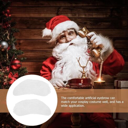 8 Pairs Santa Claus Eyebrows - Self Adhesive Fake White Eyebrows for Christmas Party, Cosplay, Old Man Costume, Reusable Cotton in Saudi Arabia
