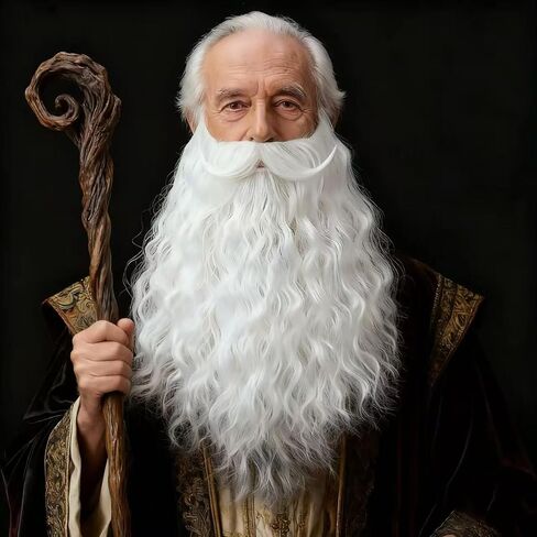 Long Wavy Wizard Fake Beard with Elastic Band Men’s Dress Up Fun Facial Hair Costume Beard and Mustache for Halloween Cosplay Party (Ginger) in Saudi Arabia