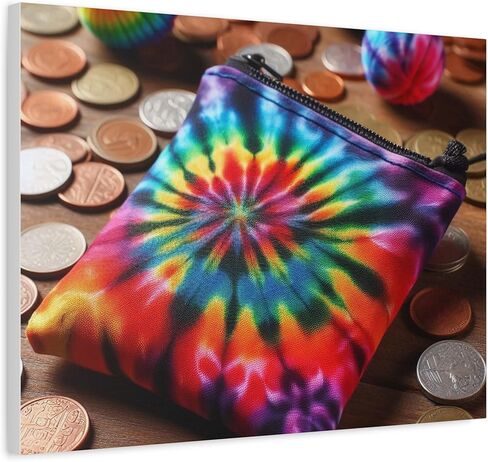 Tie-Dye Coin Pouch Matte Canvas Wall Art 24 * 18 inch Made in USA in Saudi Arabia