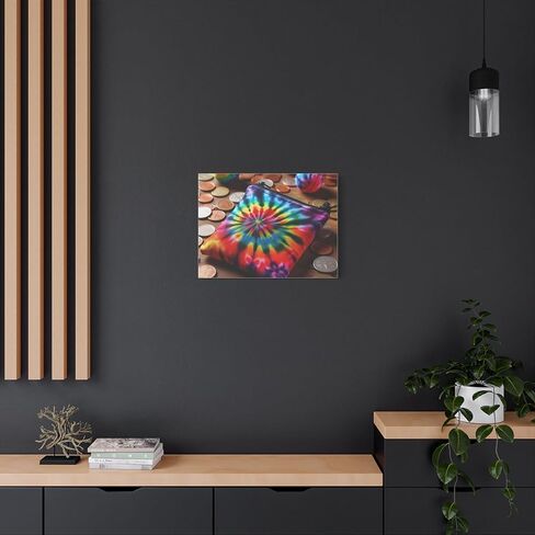 Tie-Dye Coin Pouch Matte Canvas Wall Art 24 * 18 inch Made in USA in Saudi Arabia