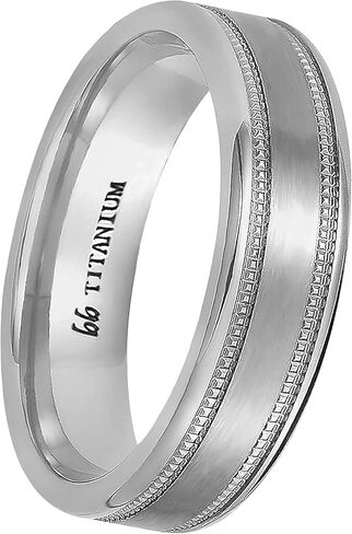 Boston Bay Diamonds Silver Titanium Unisex Comfort Fit Mens Wedding Band or Fashion Ring - 6mm - Choice of Style in Saudi Arabia