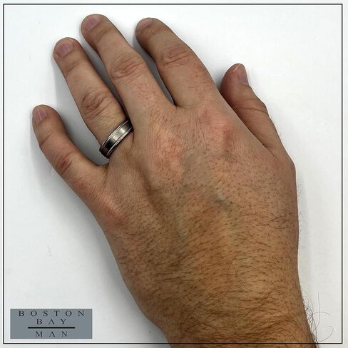 Boston Bay Diamonds Silver Titanium Unisex Comfort Fit Mens Wedding Band or Fashion Ring - 6mm - Choice of Style in Saudi Arabia
