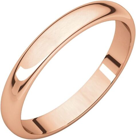 10K 14K or 18K Rose White or Yellow Gold 925 Sterling Silver or Platinum 3mm Half Round Concave Comfort Fit Classic Wedding Band in Saudi Arabia
