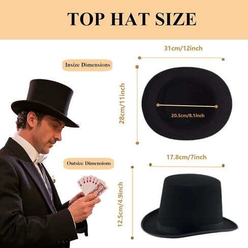 Top Hat for Men Women Adult, Magician Victorian Pilgrim Theatrical Clown Bowler Tailcoat, Cosplay Costume in Saudi Arabia