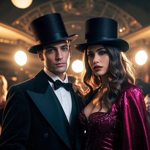 Top Hat for Men Women Adult, Magician Victorian Pilgrim Theatrical Clown Bowler Tailcoat, Cosplay Costume in Saudi Arabia