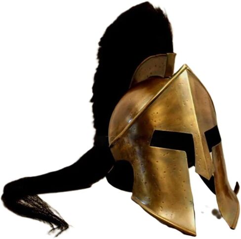 Medieval Spartan 300 Helmet, Antic Brass Finish with Black Plume, Greek Warrior Costume Accessory, 300 Movie King Leonidas in Kuwait