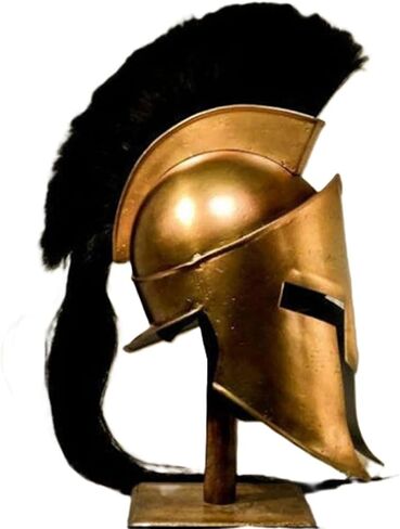 Medieval Spartan 300 Helmet, Antic Brass Finish with Black Plume, Greek Warrior Costume Accessory, 300 Movie King Leonidas in Kuwait
