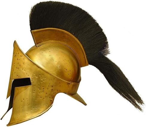 Medieval Spartan 300 Helmet, Antic Brass Finish with Black Plume, Greek Warrior Costume Accessory, 300 Movie King Leonidas in Kuwait