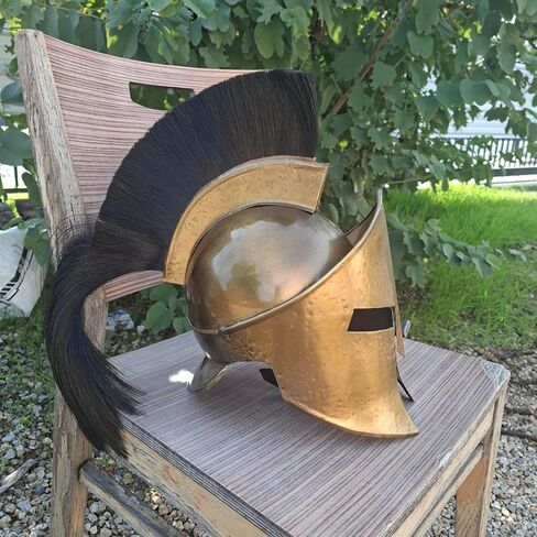 Medieval Spartan 300 Helmet, Antic Brass Finish with Black Plume, Greek Warrior Costume Accessory, 300 Movie King Leonidas in Kuwait