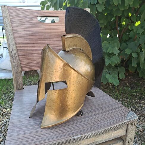 Medieval Spartan 300 Helmet, Antic Brass Finish with Black Plume, Greek Warrior Costume Accessory, 300 Movie King Leonidas in Kuwait