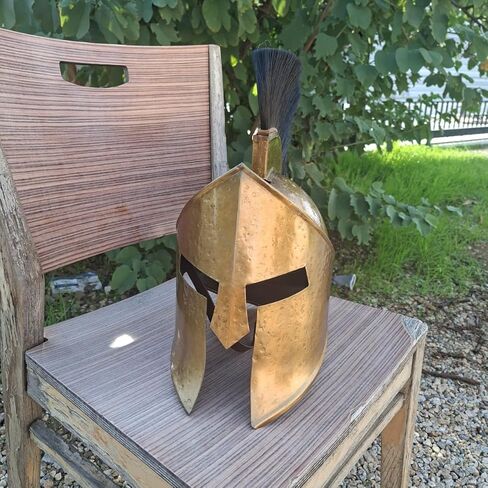 Medieval Spartan 300 Helmet, Antic Brass Finish with Black Plume, Greek Warrior Costume Accessory, 300 Movie King Leonidas in Kuwait