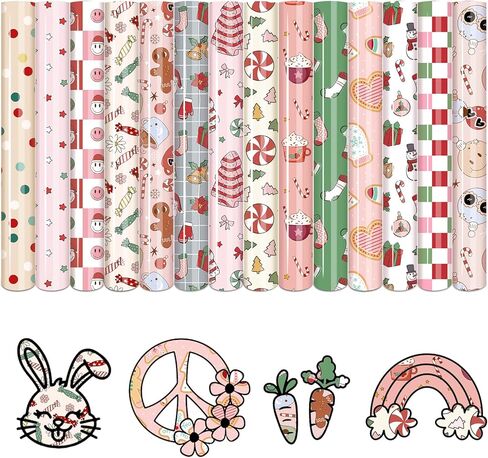 Tintnut Classical Christmas HTV Vinyl 16 Sheets 12x10 inches Assorted Color Bundle for Shirts DIY in Saudi Arabia