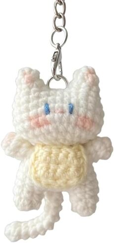 Crochet White Kitty Bag Charm - Cute Kawaii Keychain | Cat Bag Accessories | Crochet Keychains for Girls in Kuwait