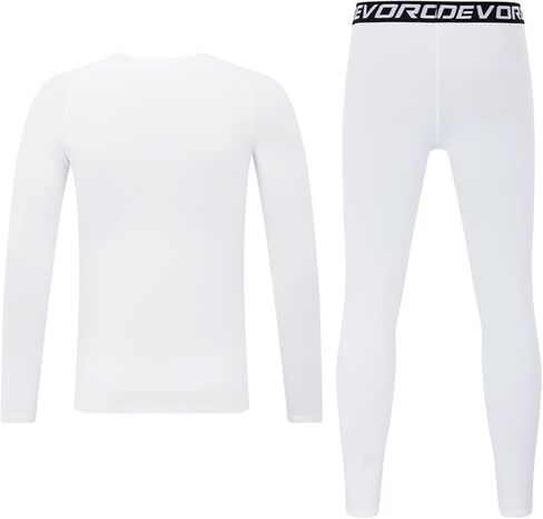 DEVOROPA Youth Boys Compression Shirts & Pants Kids Long Sleeve Undershirts Sports Leggings Athletic Base Layer Tights Set in Saudi Arabia