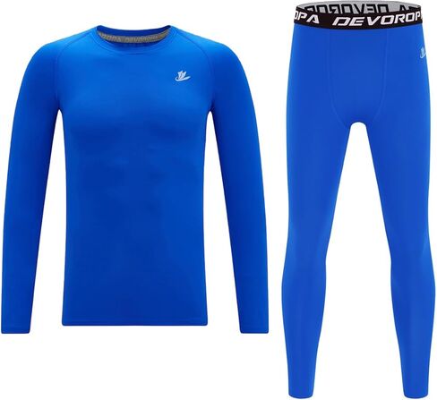 DEVOROPA Youth Boys Compression Shirts & Pants Kids Long Sleeve Undershirts Sports Leggings Athletic Base Layer Tights Set in Saudi Arabia