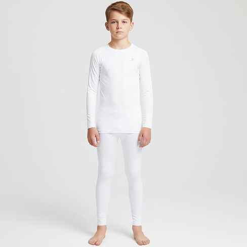 DEVOROPA Youth Boys Compression Shirts & Pants Kids Long Sleeve Undershirts Sports Leggings Athletic Base Layer Tights Set in Saudi Arabia