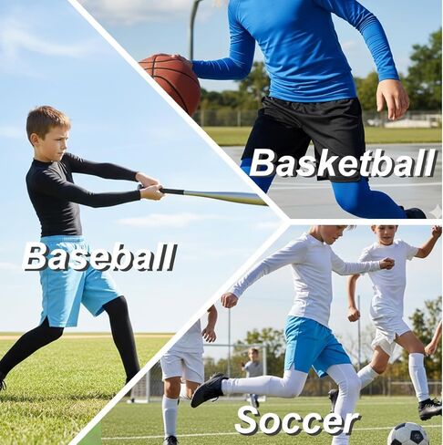DEVOROPA Youth Boys Compression Shirts & Pants Kids Long Sleeve Undershirts Sports Leggings Athletic Base Layer Tights Set in Saudi Arabia