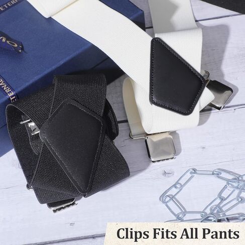 Skylety 2 Pack 2 Inch Adjustable Men's Suspenders Heavy Duty Suspenders with 4 Secure Clips for Jeans and Casual Trousers in Saudi Arabia