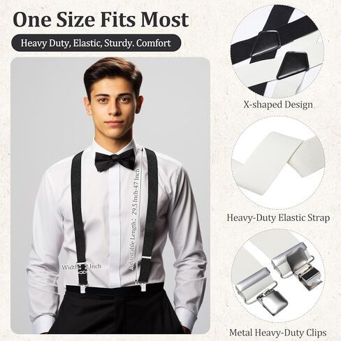 Skylety 2 Pack 2 Inch Adjustable Men's Suspenders Heavy Duty Suspenders with 4 Secure Clips for Jeans and Casual Trousers in Saudi Arabia