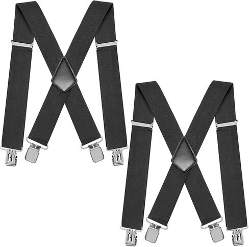 Skylety 2 Pack 2 Inch Adjustable Men's Suspenders Heavy Duty Suspenders with 4 Secure Clips for Jeans and Casual Trousers in Saudi Arabia