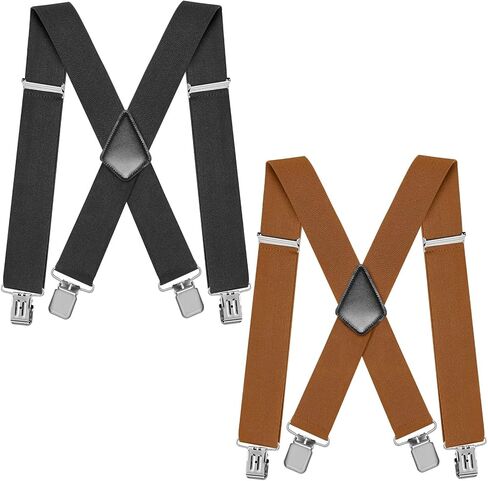 Skylety 2 Pack 2 Inch Adjustable Men's Suspenders Heavy Duty Suspenders with 4 Secure Clips for Jeans and Casual Trousers in Saudi Arabia