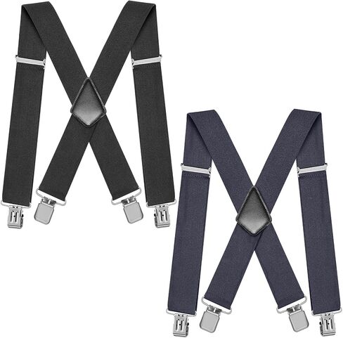 Skylety 2 Pack 2 Inch Adjustable Men's Suspenders Heavy Duty Suspenders with 4 Secure Clips for Jeans and Casual Trousers in Saudi Arabia